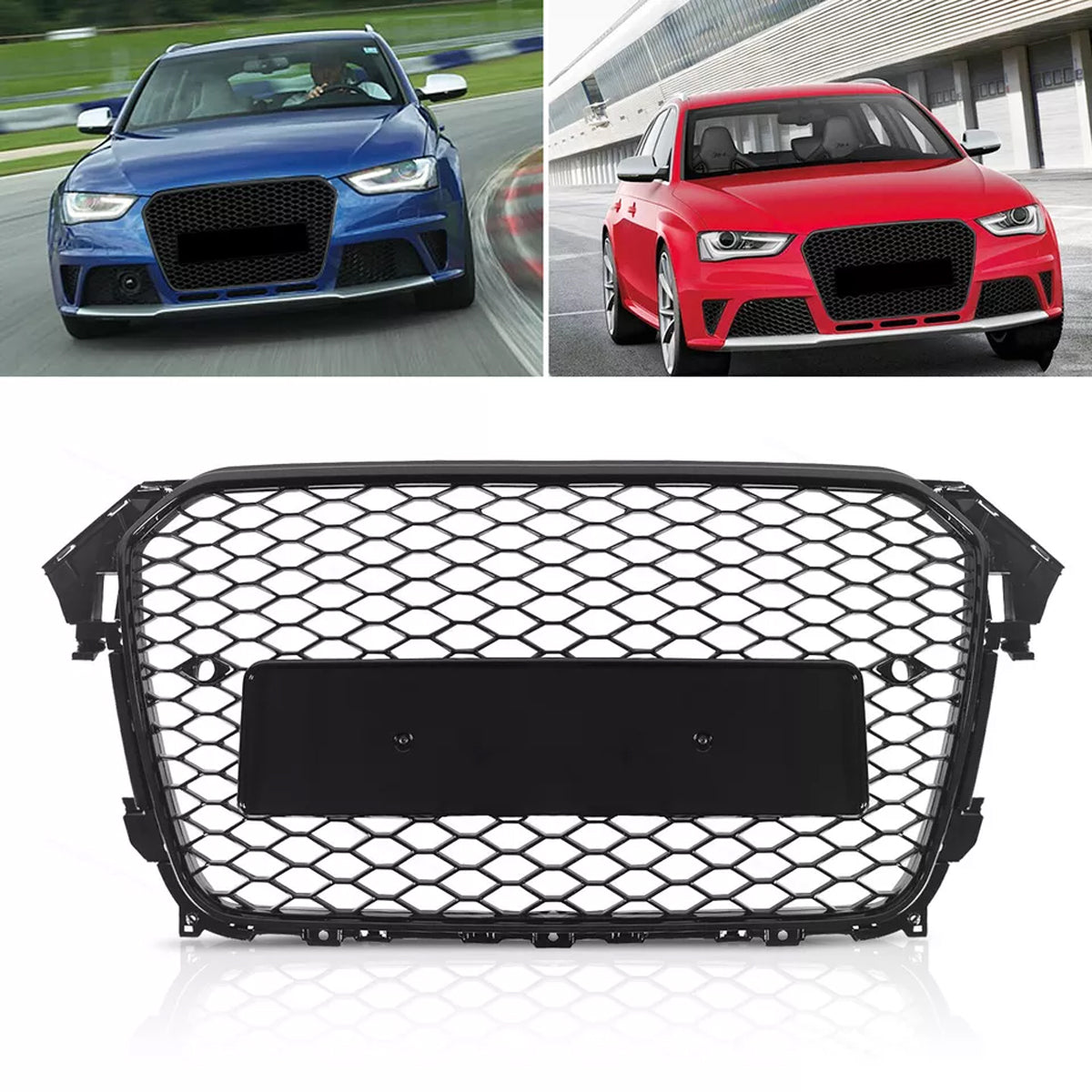 Bumper Grille Fit for A D A4 2013-2016 Honeycomb Grille with Gloss Black Body No Emblem