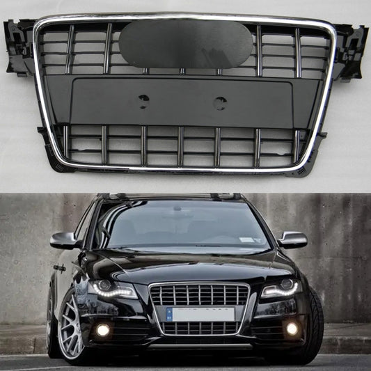 Chrome Bumper Grille Fit For A D A4 2009-2012 Grill grille with Matt Black Body