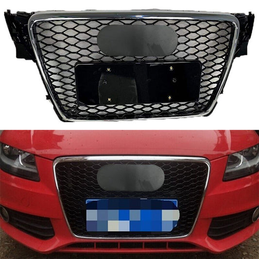 Chrome Bumper Grille Fit For A D A4 2009-2012 Honeycomb Grille with Gloss Black Body