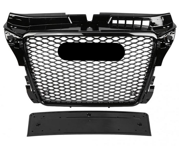 Bumper Grille Fit for 2008-2012 A3 8P Gloss Black Rs-Honeycomb Mesh Front Bumper Grille