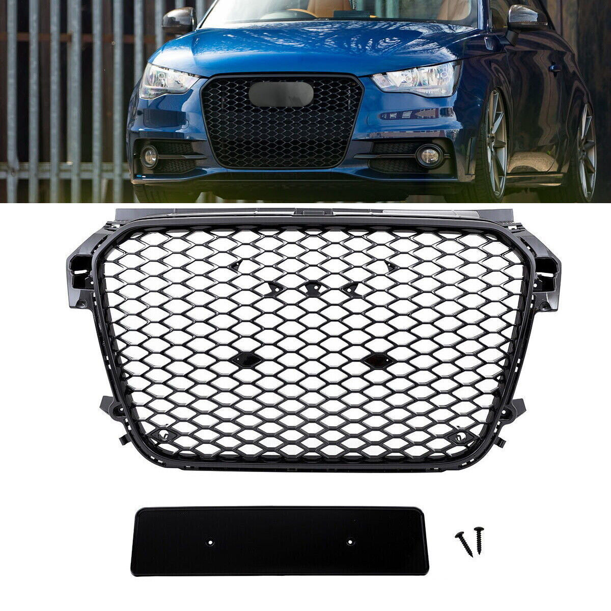 Front Bumper Grille Fit for A1 S1 2011-2015 Update to RS1 Honeycomb Mesh Bumper Grille