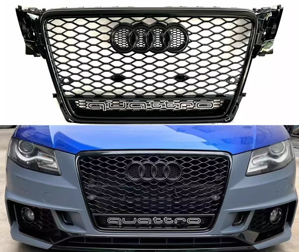 RS4 Style Front Bumper Grille Fit For A D A4 2009-2012 Mesh Honeycomb grille