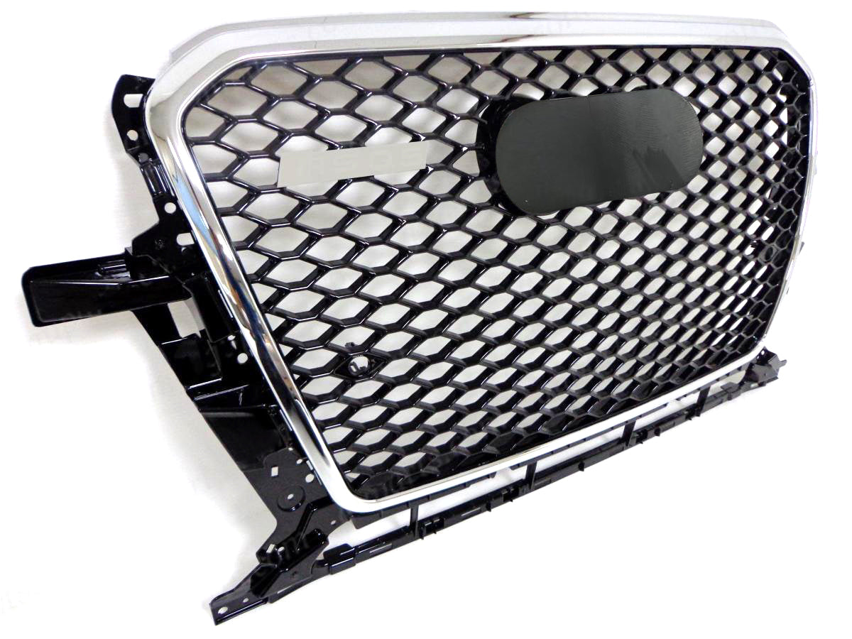 Chrome Bumper Grille Fit for 2013-2017 A D Q5 SQ5 Mesh Honeycomb Grille