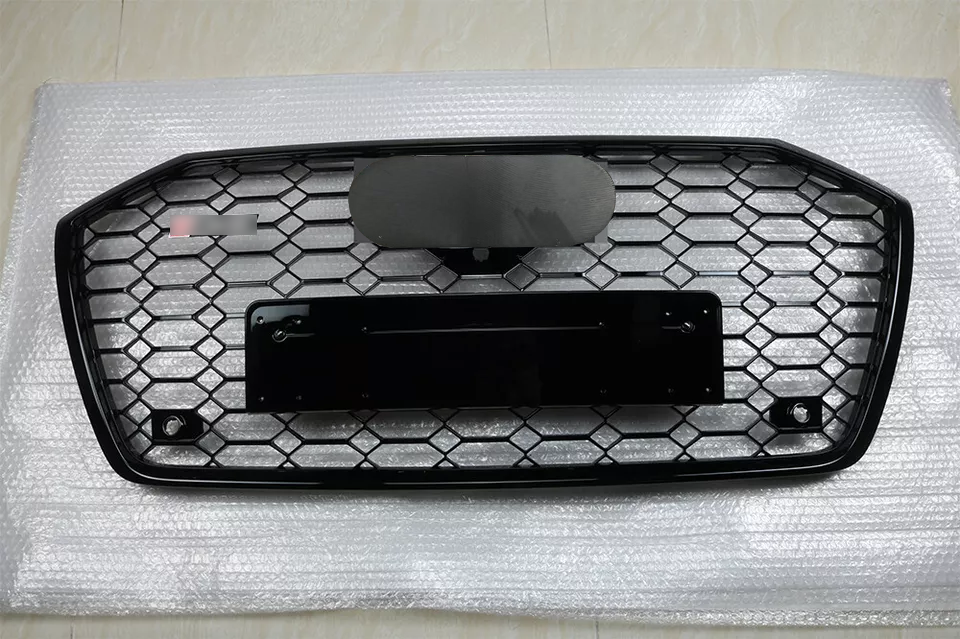 Front Bumper Grille Fit for AD A6/A6L 2019-2024 Mesh Honeycomb Grille Gloss Black