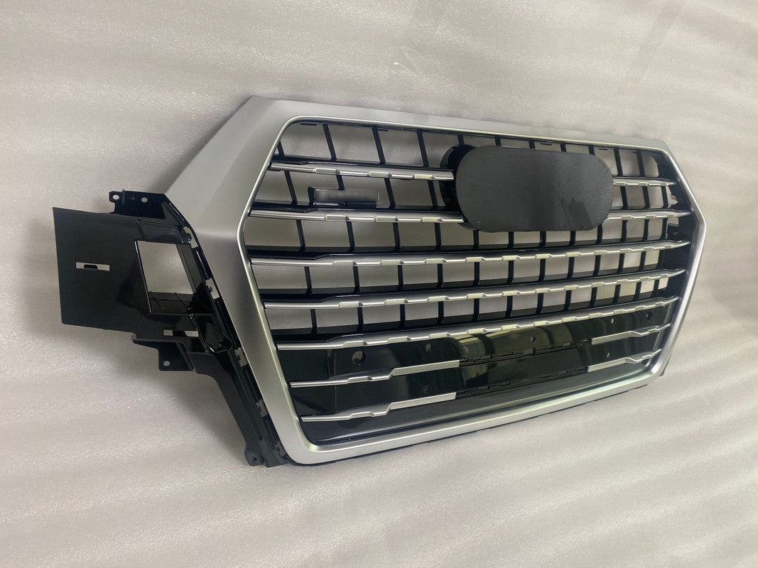 Chrome Bumper Grille Fit for 2017 2018 2019 Q7 RSQ7 Honeycomb Mesh Style Bumper Grille Gloss Black Mesh