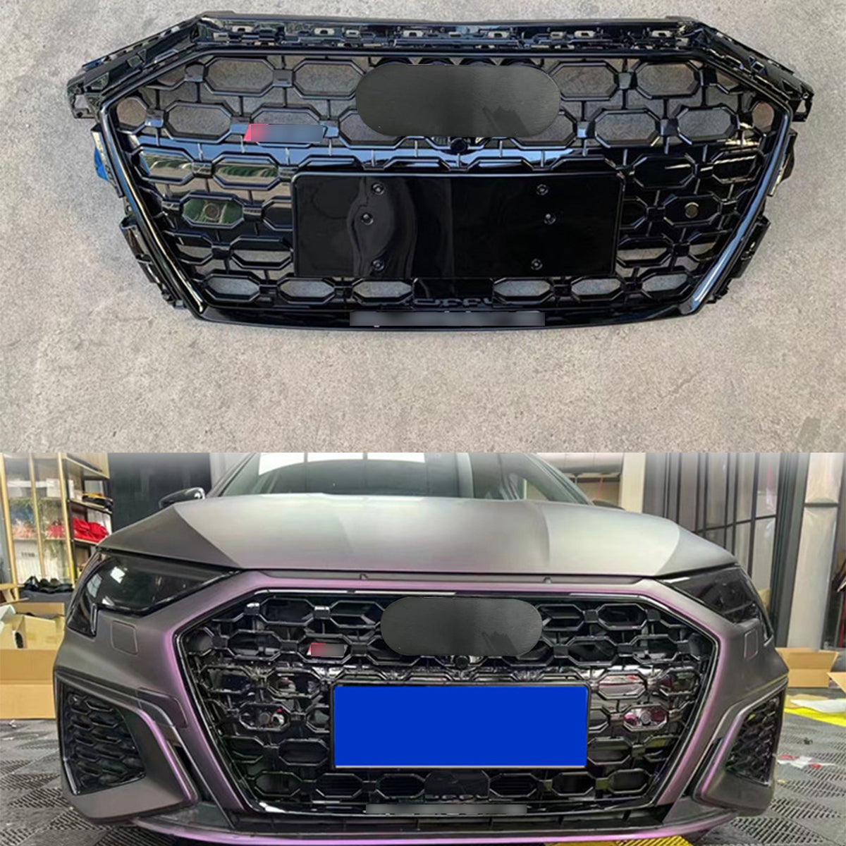 RS3 Style Black Honeycomb Front bumper Grille Fit for A3 S3 2021-2023