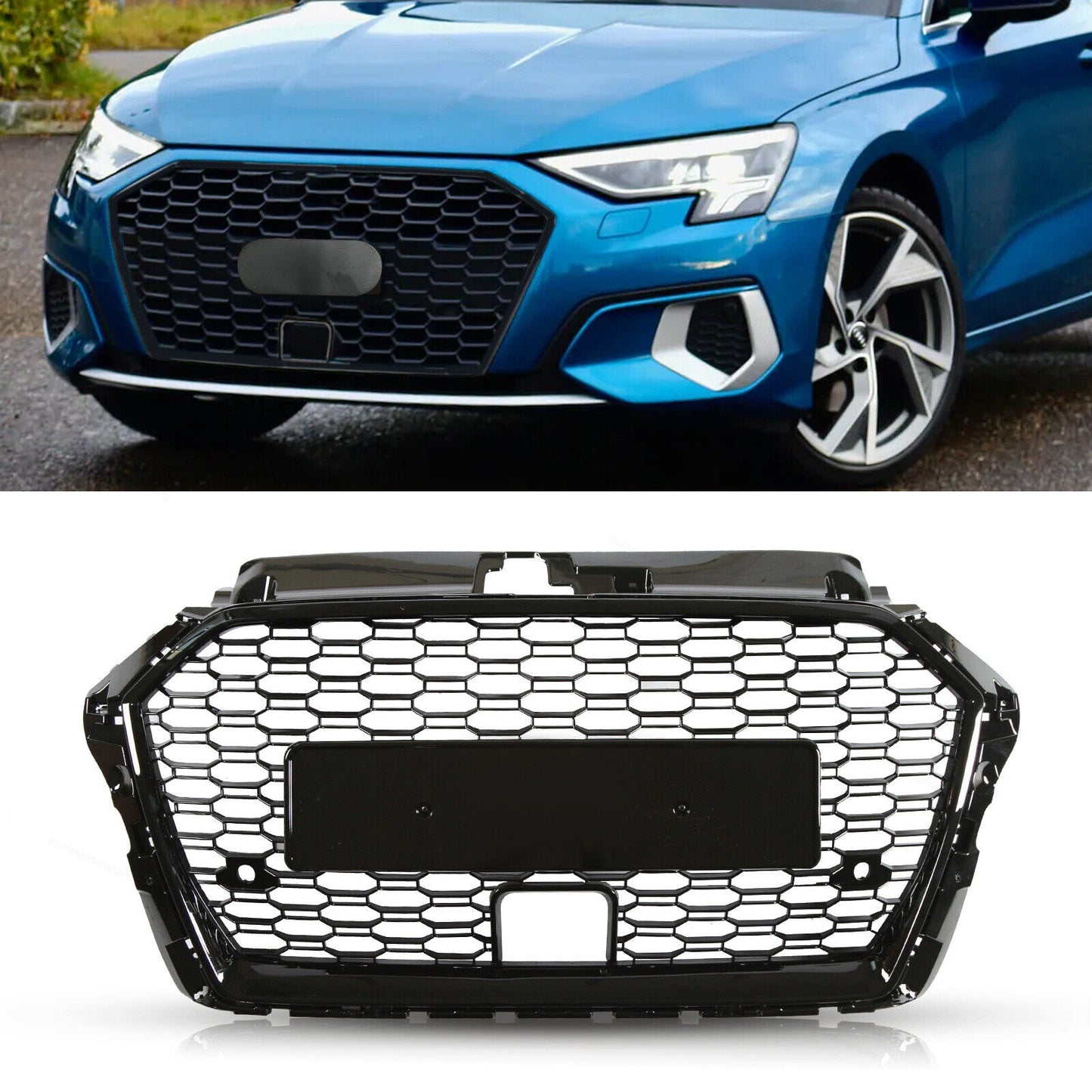ACC Style Bumper Grille Fit for 2017-2020 A3 8V S3 Mesh Honeycomb Front Bumper Grille