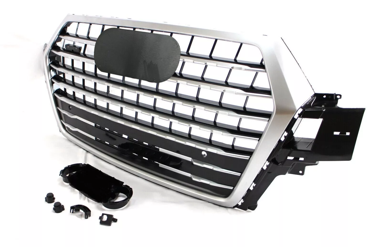 Chrome Bumper Grille Fit for 2017 2018 2019 Q7 RSQ7 Honeycomb Mesh Style Bumper Grille Gloss Black Mesh