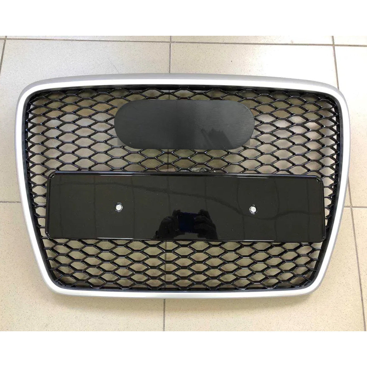 Chrome Bumper Grille Fit for A D A6 2005-2011 Honeycomb Grille with Gloss Black Body