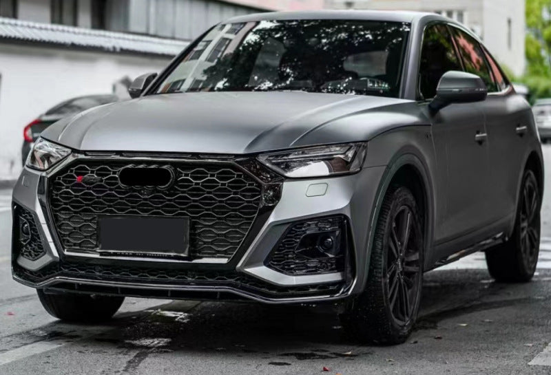Front Bumper Grille Fit for AD Q5 SQ5 B9.5 2021-2022 Mesh Honeycomb Front Bumper Grille Gloss Black