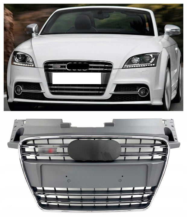 Chrome Bumper Grille Fit for AD TT TTRS 2007-2014 Grill Grille Grey Body
