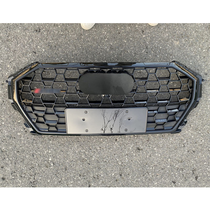 Front Bumper Grille Fit for AD Q3 SQ3 2019-2023 Mesh Honeycomb Bumper grille Gloss Black