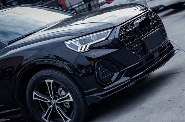 Front Bumper Grille Fit for AD Q3 SQ3 2019-2023 Mesh Honeycomb Bumper grille Gloss Black