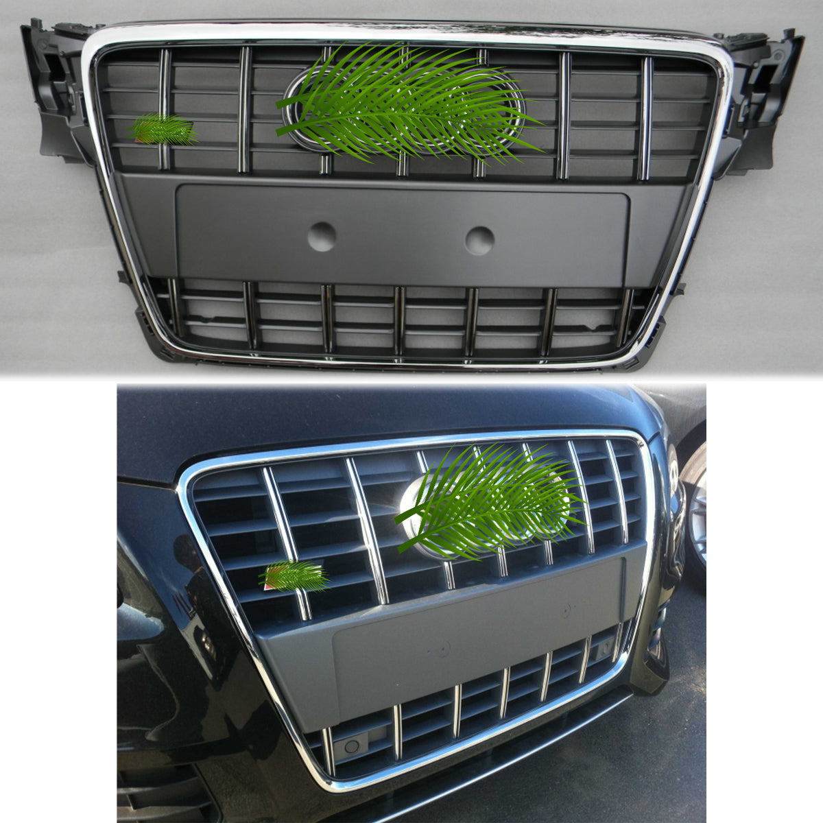 Chrome Bumper Grille Fit For A D A4 2009-2012 Grill grille Grey Body