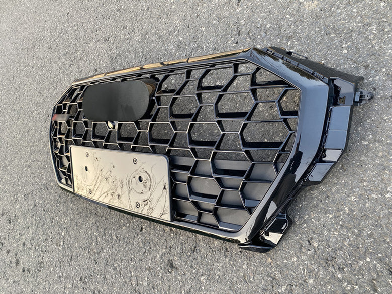 Front Bumper Grille Fit for AD Q3 SQ3 2019-2023 Mesh Honeycomb Bumper grille Gloss Black
