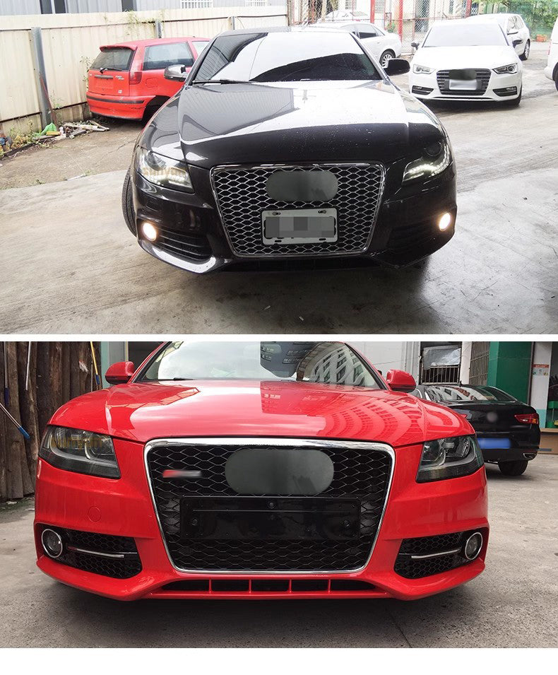Chrome Bumper Grille Fit For A D A4 2009-2012 Honeycomb Grille with Gloss Black Body