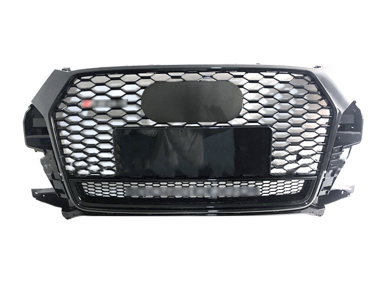 Front Bumper Grille Fit for AD Q3 2016-2018 Mesh Honeycomb Grille with Lower Window Gloss Black