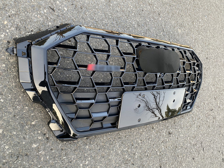 Front Bumper Grille Fit for AD Q3 SQ3 2019-2023 Mesh Honeycomb Bumper grille Gloss Black