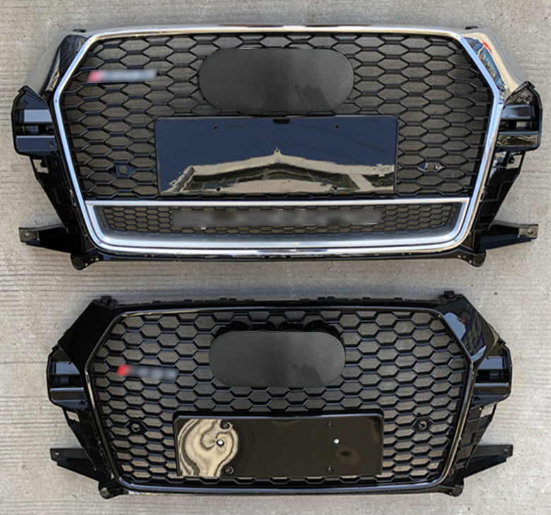 Chrome Bumper Grille Fit for AD Q3 2016-2018 Mesh Honeycomb Grille with Lower Window