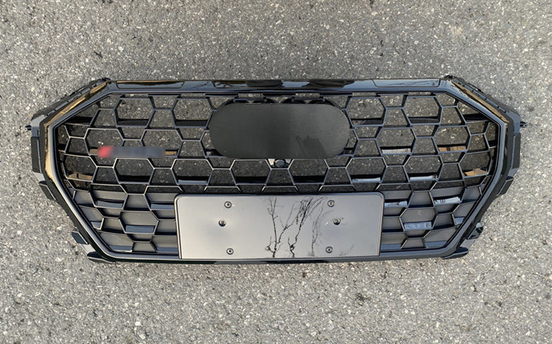 Front Bumper Grille Fit for AD Q3 SQ3 2019-2023 Mesh Honeycomb Bumper grille Gloss Black