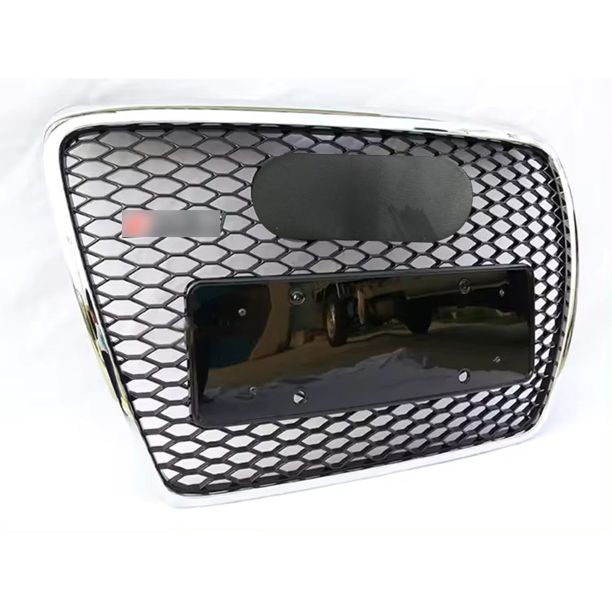 Chrome Bumper Grille Fit for A D A6 2005-2011 Grill Grille with Gloss Black Body