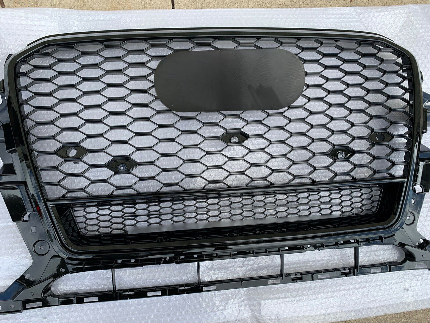 Front Bumper Grille Fit for 2013-2017 A D Q5 SQ5 Mesh Honeycomb Grille w/ Lower Window