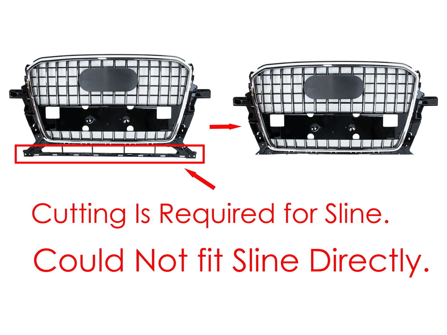 Front Bumper Grille Fit for 2013-2017 A D Q5 SQ5 Grill Grille w/o Radar Hole