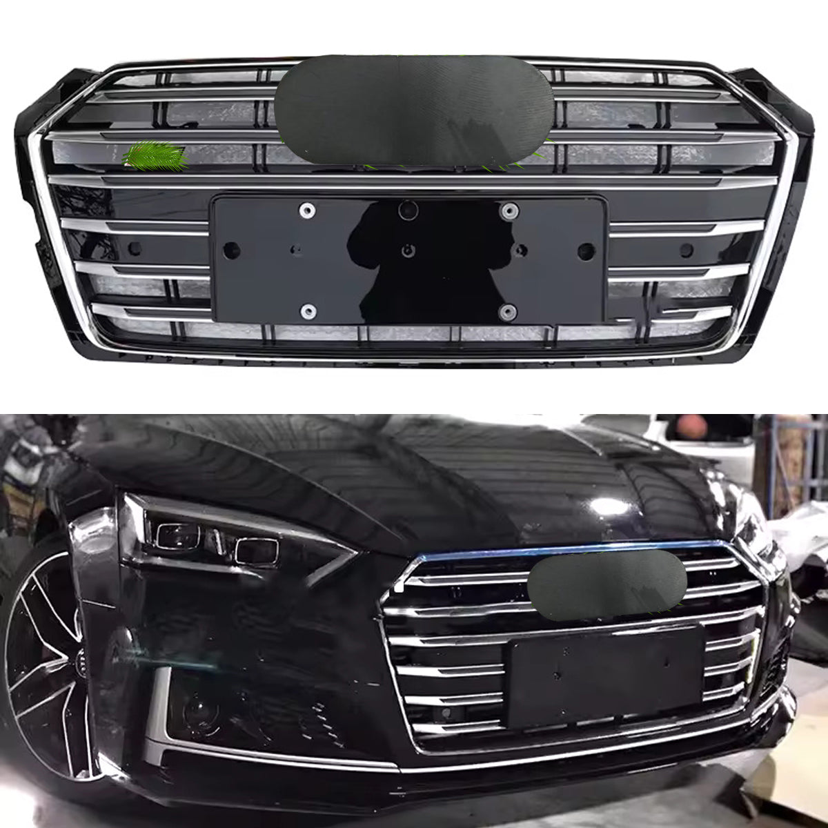 Chrome Bumper Grille Fit for A D A5 2017-2019 Grill Grille with Gloss Black Body