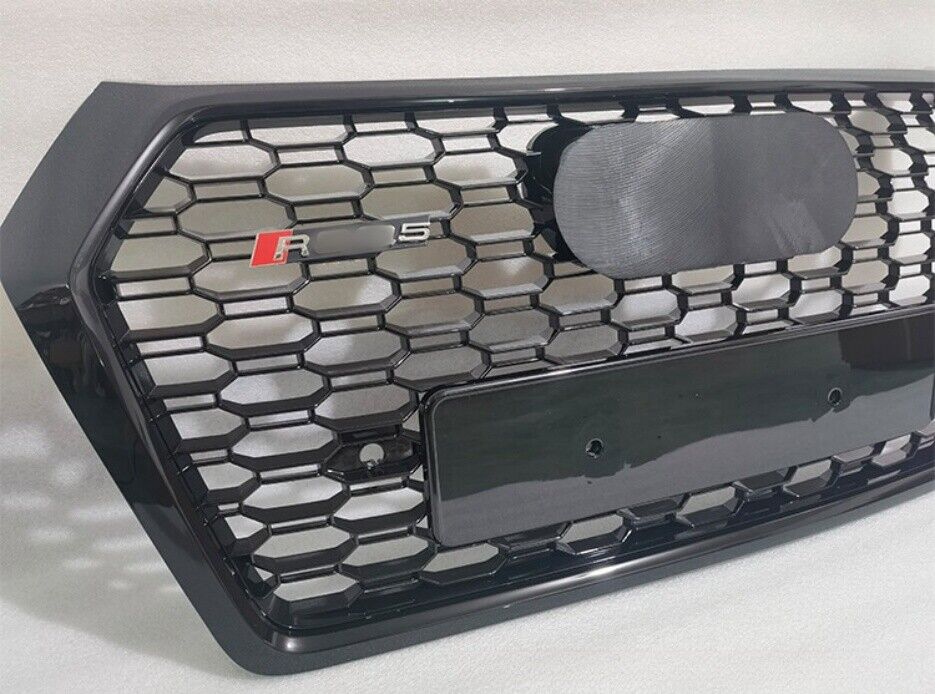 Front Bumper Grille Fit for AD Q5 RSQ5 2018 2019 2020 Mesh Honeycomb Bumper Grille Gloss Black