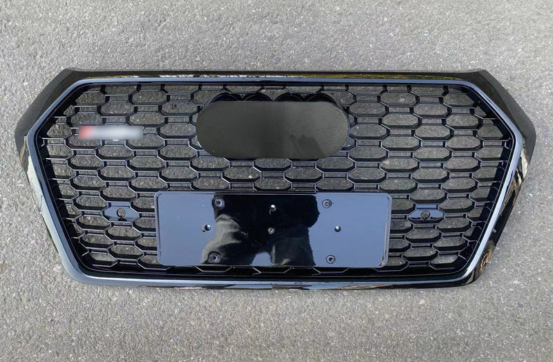 Front Bumper Grille Fit for AD Q5 RSQ5 2018 2019 2020 Mesh Honeycomb Bumper Grille Gloss Black