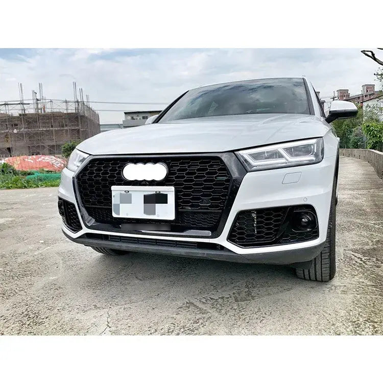 Front Bumper Grille Fit for AD Q5 RSQ5 2018 2019 2020 Mesh Honeycomb Bumper Grille Lower Window Gloss Black