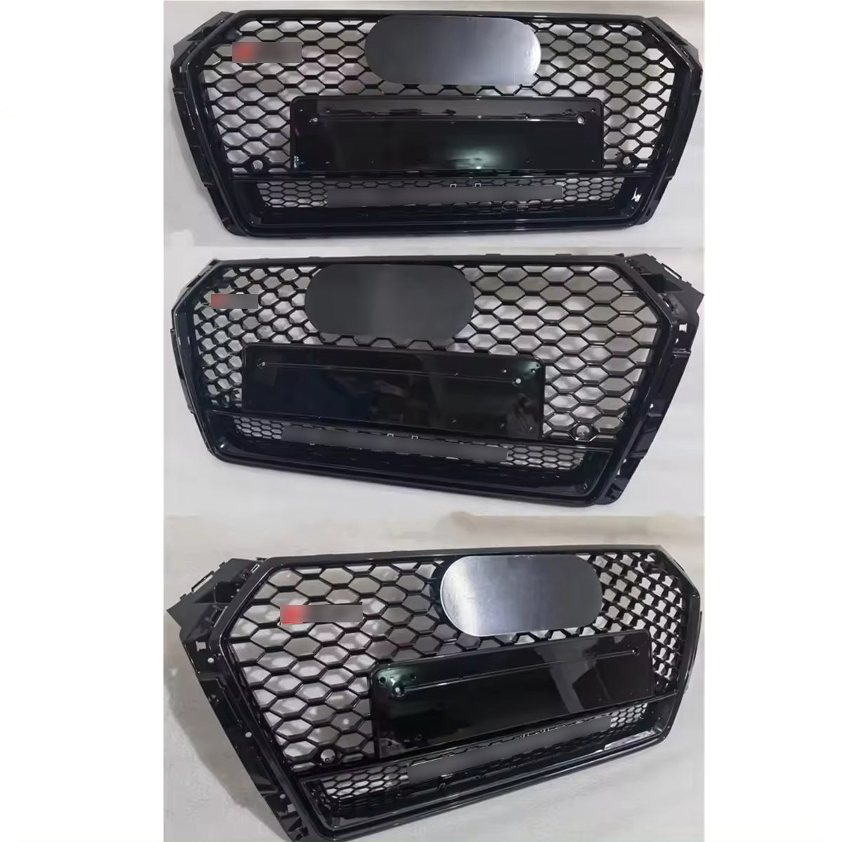 Bumper Grille Fit for A D A4 2017-2019 Honeycomb Grille Full Gloss Black Body with emblem