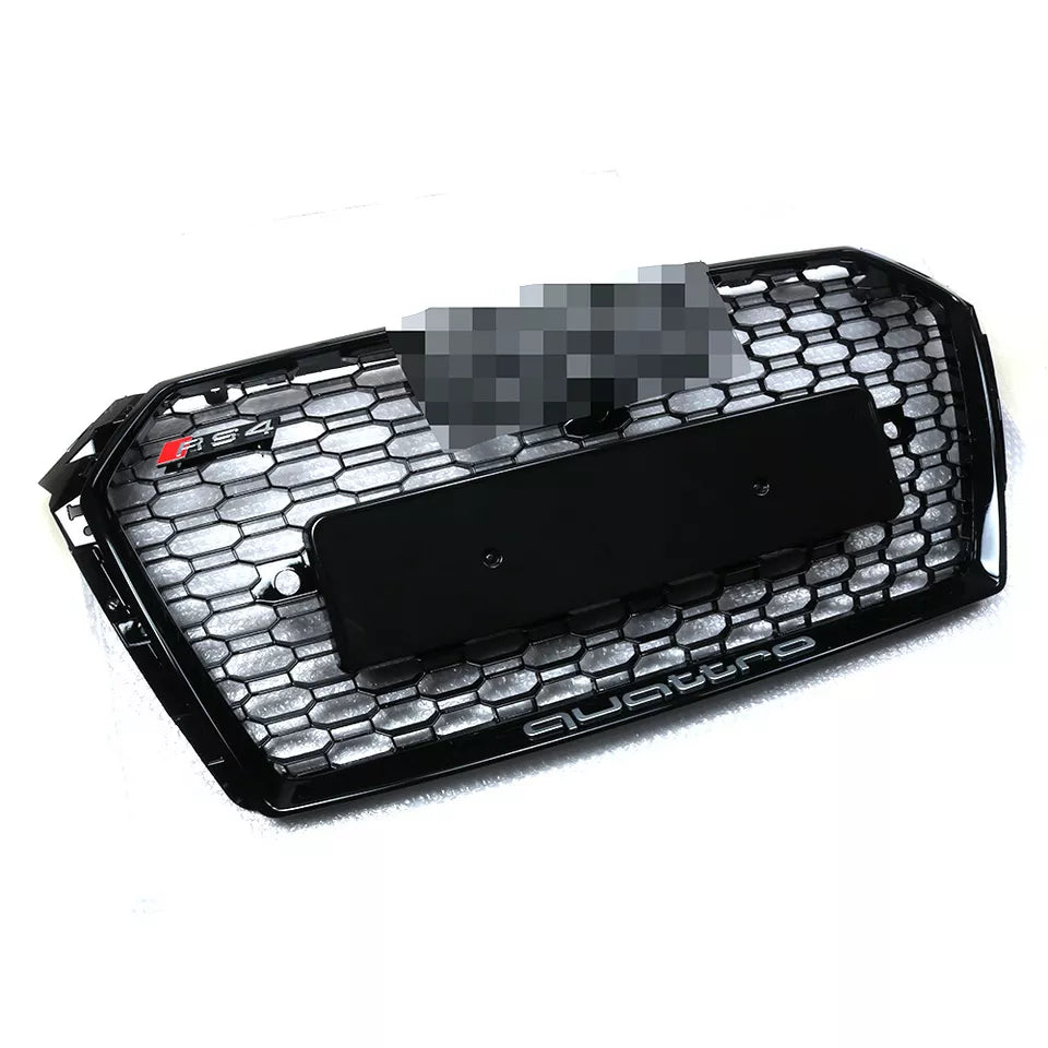 Bumper Grille For 2017-2019 Audi A4/S4 B9 RS4 Style Honeycomb Mesh Hex Grille Black W/ Quattro