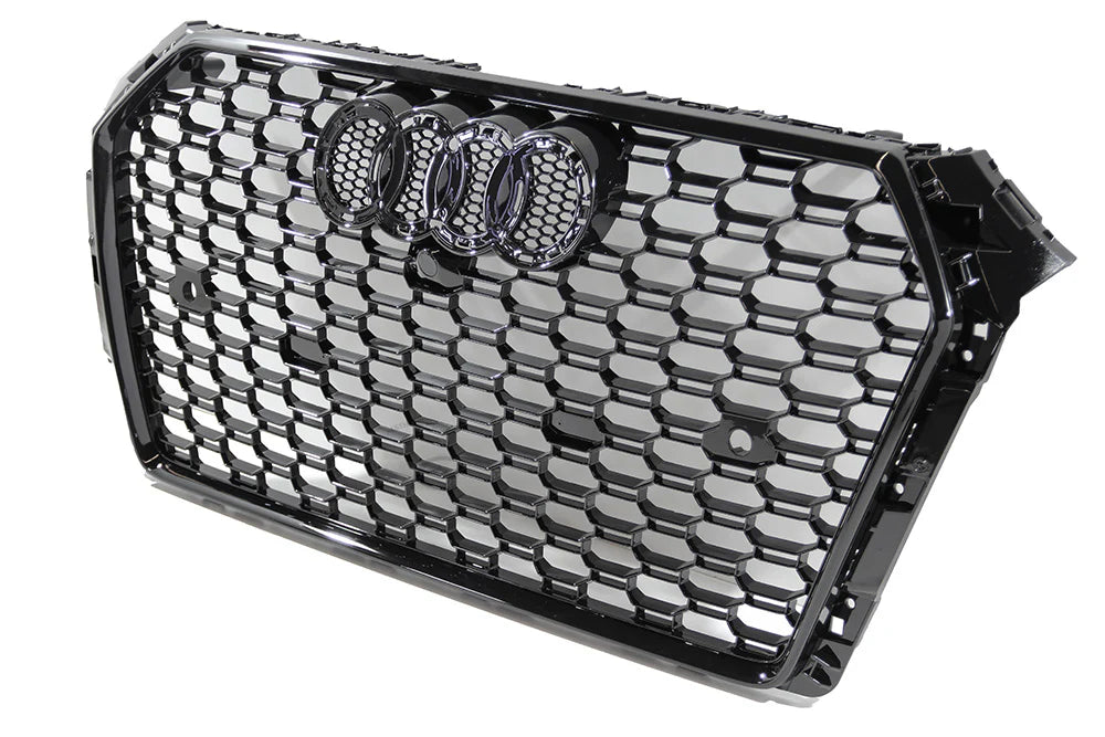 Bumper Grille For 2017-2019 Audi A4/S4 B9 RS4 Style Honeycomb Mesh Hex Grille Black W/ Quattro