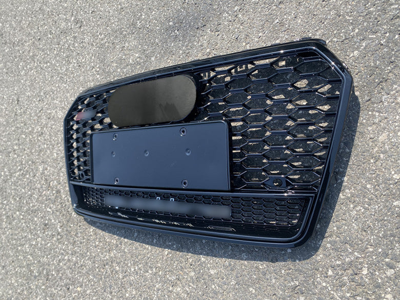 Gloss Black Bumper Grille fit for AD 2016 2017 2018 A7 S7 RS7 Style Front bumper Honeycomb Grille Lower Window