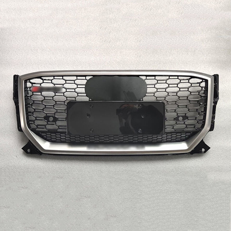 Chrome Bumper Grille Fit for AD Q2 2018-2021 Grill RSQ2 Style Honeycomb Silver Frame Front Bumper Grill