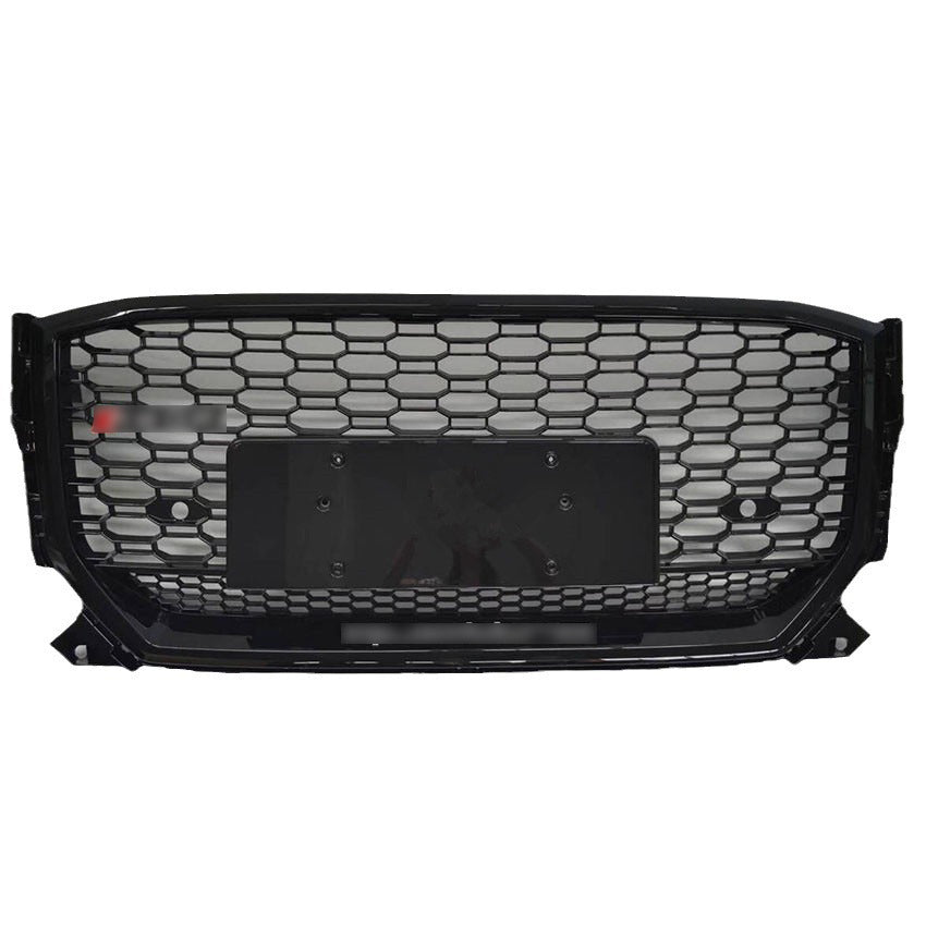 Mesh Honeycomb Bumper Grille Fit for AD Q2 2018-2021 Grill RSQ2 Style Honeycomb Silver Frame Front Bumper Grille Gloss Black