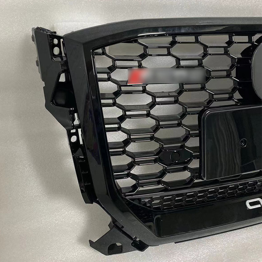 Mesh Honeycomb Bumper Grille Fit for AD Q2 2018-2021 Grill RSQ2 Style Honeycomb Silver Frame Front Bumper Grille Gloss Black