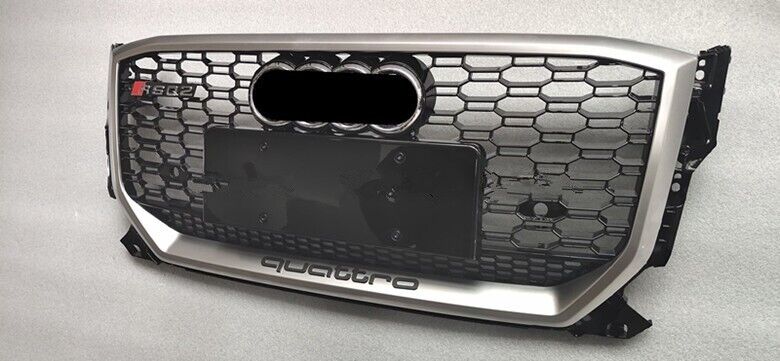 Chrome Mesh Honeycomb Bumper Grille Fit for AD Q2 2018-2021 Grill RSQ2 Style Honeycomb Silver Frame Front Bumper Grille