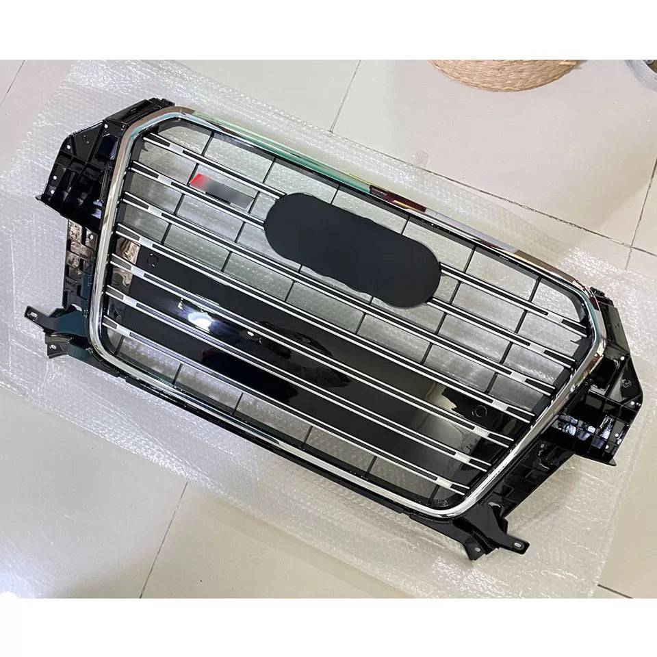Chrome Bumper Grille Fit for AD Q3 RSQ3 SQ3 2013-2015 Grill grille Gloss Black Body
