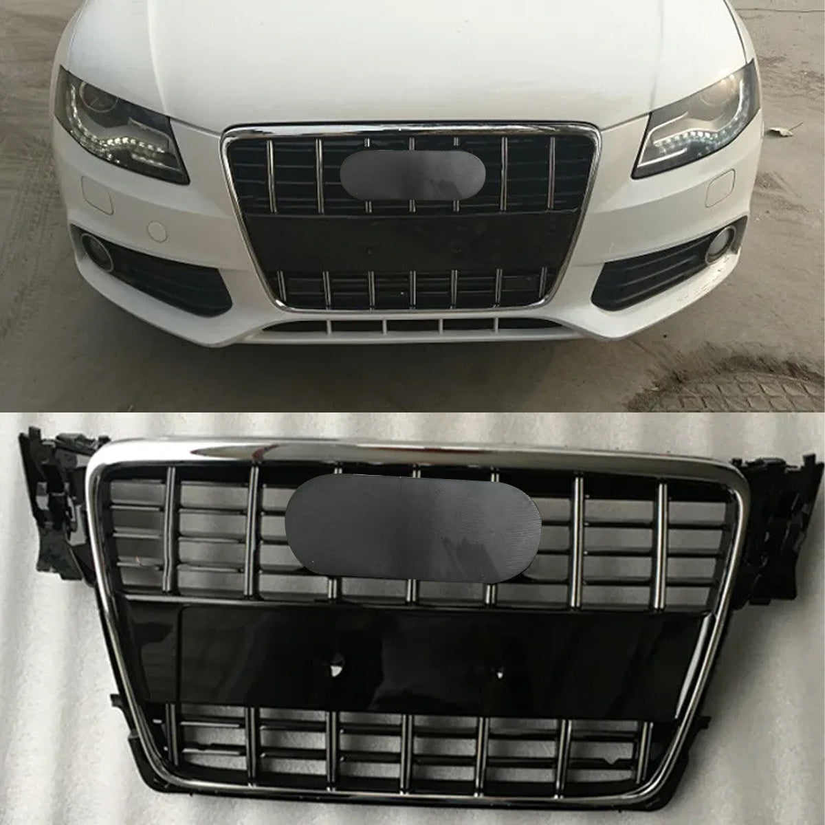 Chrome Bumper Grille Fit For A D A4 2009-2012 Grill grille with Matt Black Body