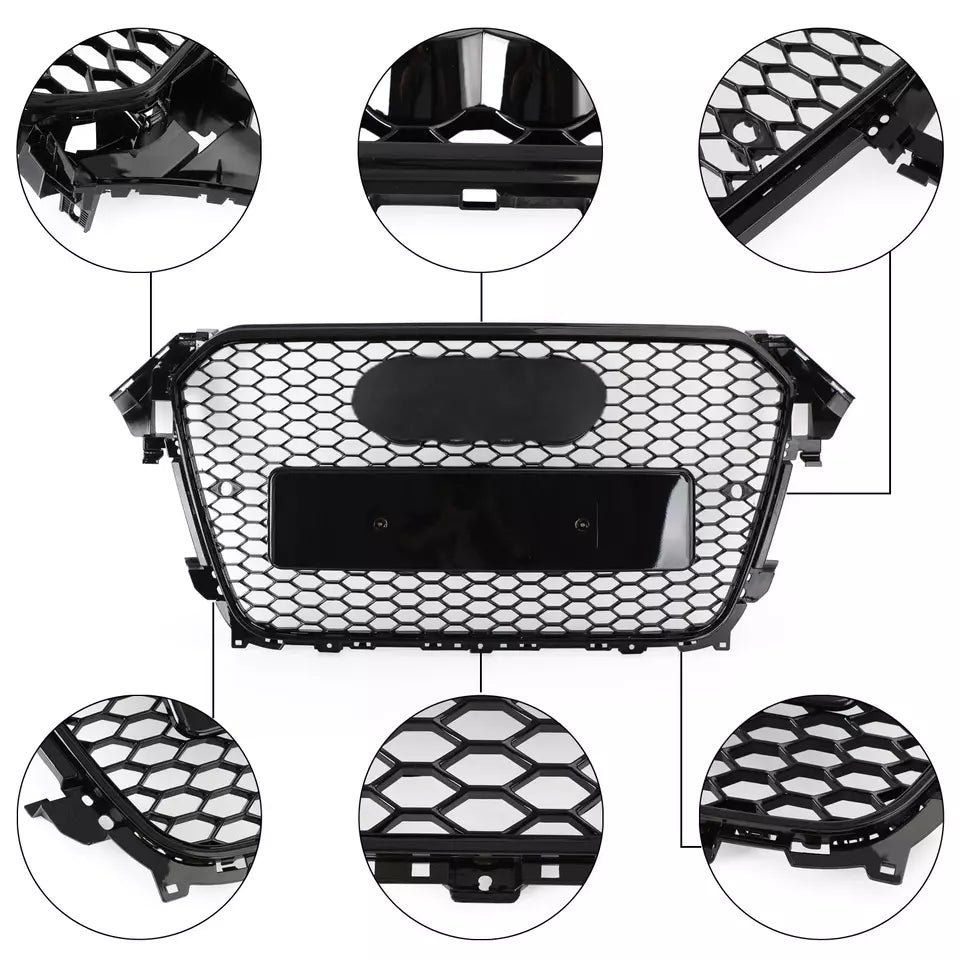 RS4 Style Mesh Front Bumper Grille For A4 S4 B8.5 2013-2016 Gloss Black