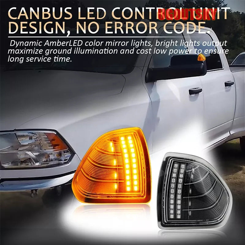 UGOUTSKY LED Side Mirror Turn Signal Lights Clear For 2010-2018 Dodge Ram 1500 2500 3500
