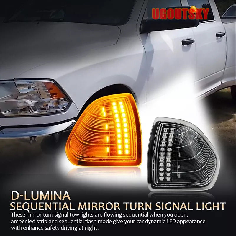 UGOUTSKY LED Side Mirror Turn Signal Lights Clear For 2010-2018 Dodge Ram 1500 2500 3500