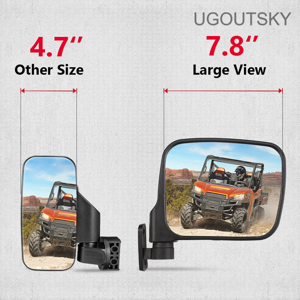 UGOUTSKY Rear view mirrors TV Rear View Side Mirrors 7.8" Large For Polaris Ranger XP 500/570/900