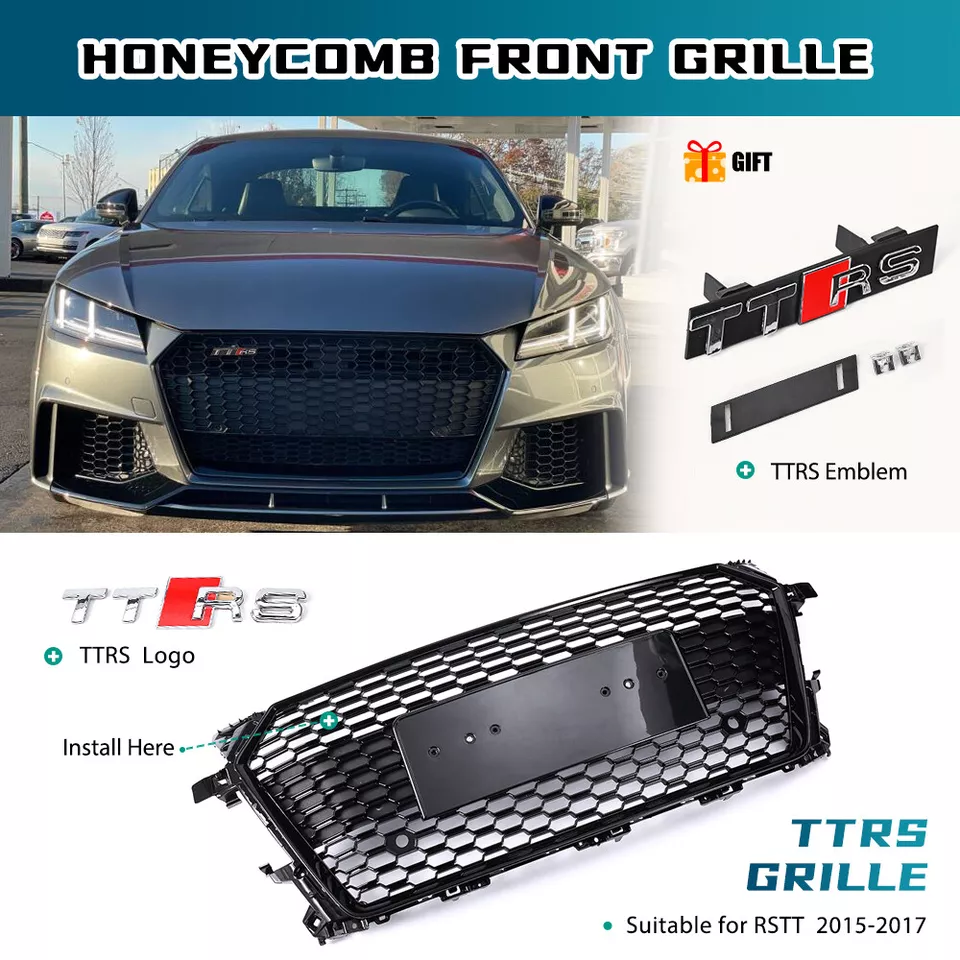 For TT TTS 2015-2017 TTRS Style Full Honeycomb Front bumper Grille US STOCK
