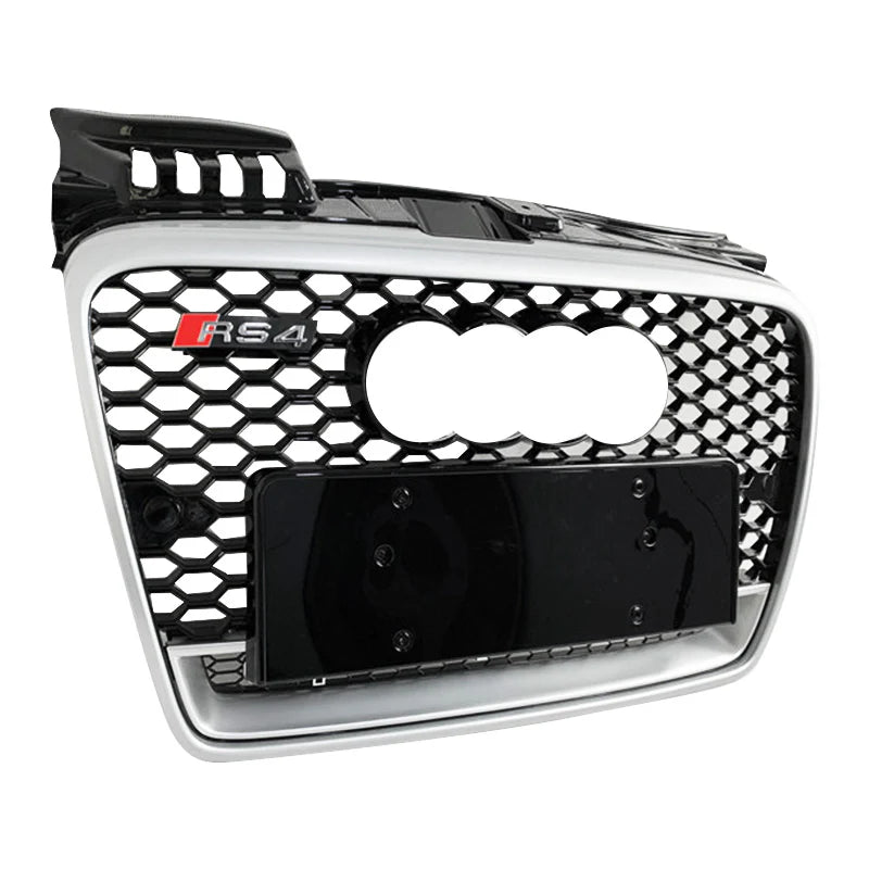 Mesh Chrome Front Bumper Grill Grille for 2005-02008 A4 B7 RS4 Style Non S-line