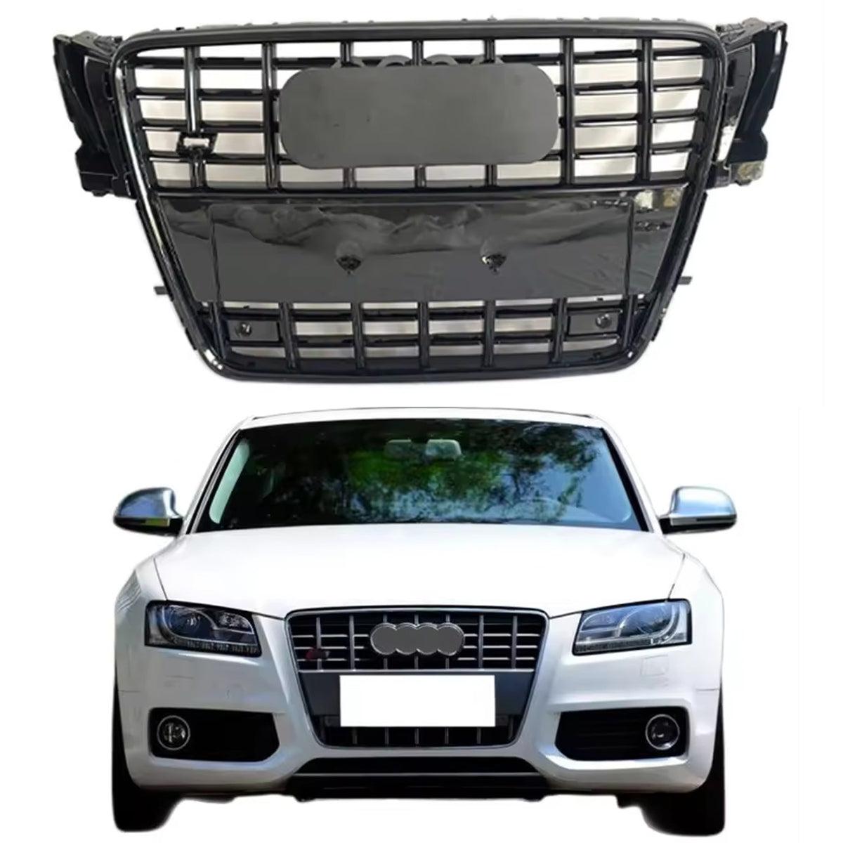 Bumper Grille Fit for A5 2008-2012 Grill Grille with Gloss Black Body