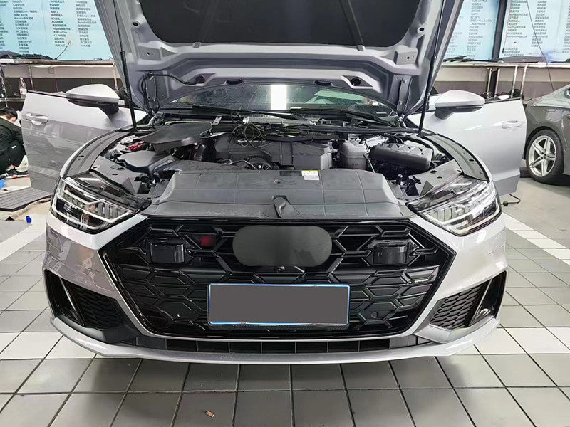 Front Bumper Grille Fit for AD A7/A7L/S7 2019-2024 Hexagon Style Grille Matte Black