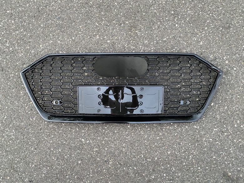 Front Bumper Grille Fit for AD A7/A7L/S7 2019-2024 Mesh Honeycomb Grille Gloss Black